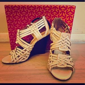 Tory Burch wedge white sandals